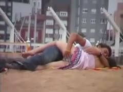 A hidden cam video clip shows a gorgeous wife getting masturbated and prodded.